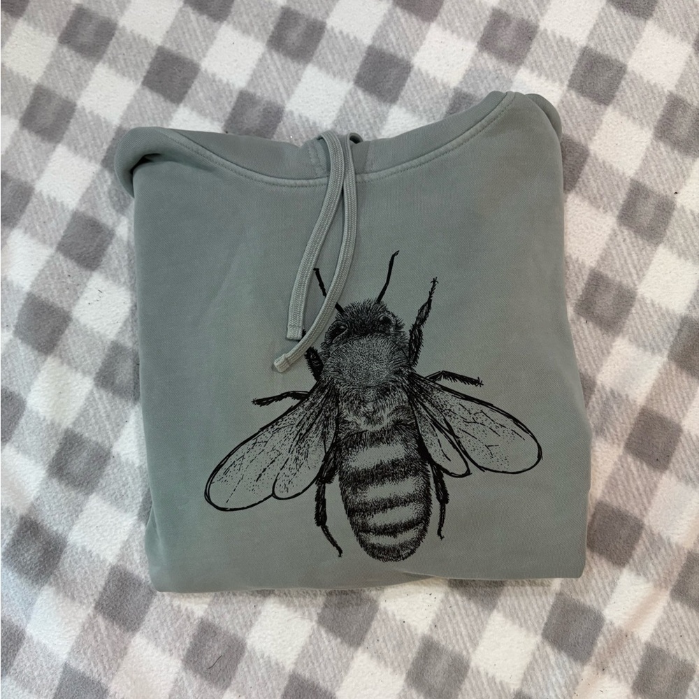 Teal Hoodie with Bee Graphic